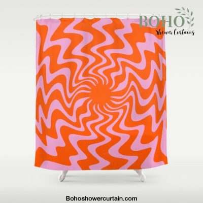 70s Retro Pink Orange Abstract Shower Curtain Offical Boho Shower Curtain Merch