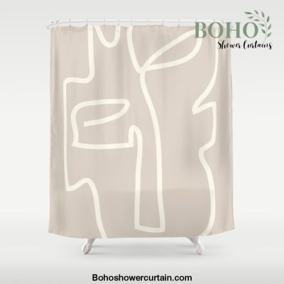 Abstract line art / Face/beige Shower Curtain Offical Boho Shower Curtain Merch