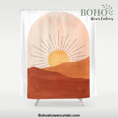 Abstract terracotta landscape, sun and desert, sunrise #1 Shower Curtain Offical Boho Shower Curtain Merch