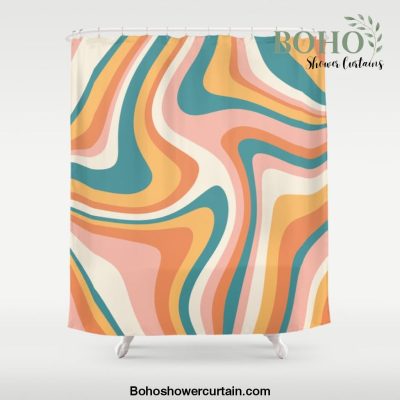 Abstract Wavy Stripes LXIII Shower Curtain Offical Boho Shower Curtain Merch