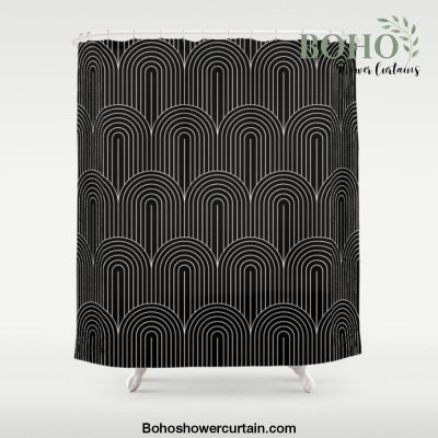 Art Deco Arch Pattern V Black & White Shower Curtain Offical Boho Shower Curtain Merch