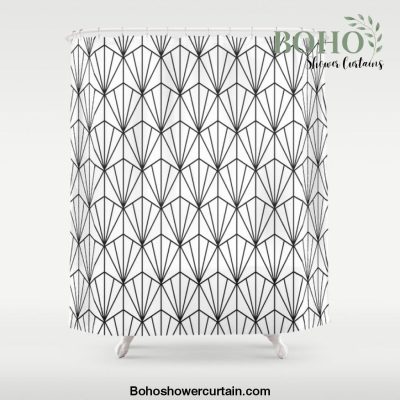 Art Deco Vector in Black and White Shower Curtain Offical Boho Shower Curtain Merch