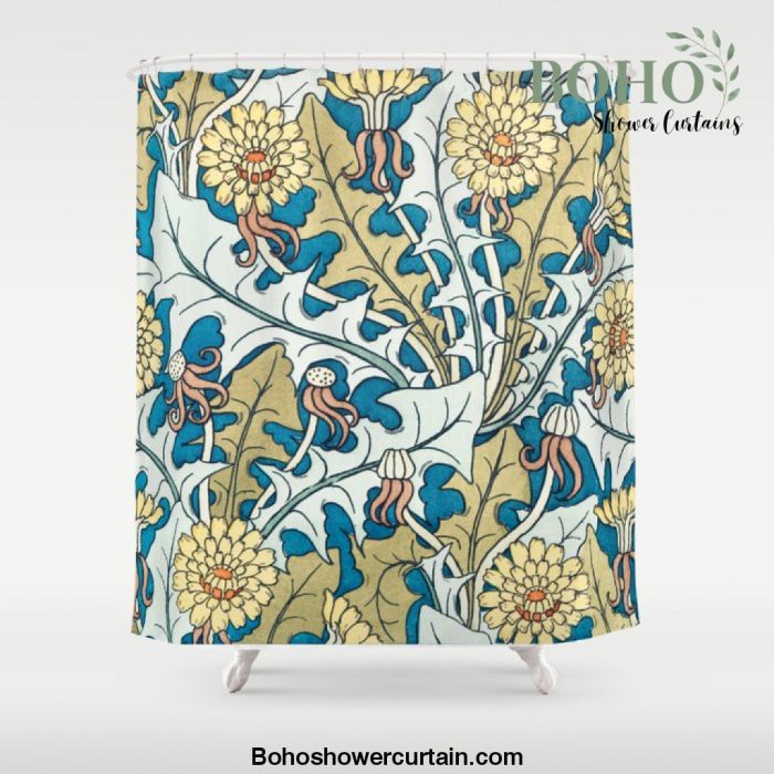 Art Nouveau Dandelion Pattern Shower Curtain Offical Boho Shower Curtain Merch