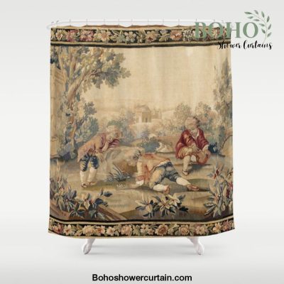 Aubusson Antique French Tapestry Print Shower Curtain Offical Boho Shower Curtain Merch
