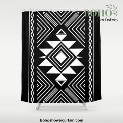 Aztec boho ethnic black and white Shower Curtain Offical Boho Shower Curtain Merch