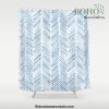 Baby blue watercolor herringbone Shower Curtain Offical Boho Shower Curtain Merch