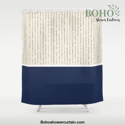 Beige Navy Shower Curtain Offical Boho Shower Curtain Merch
