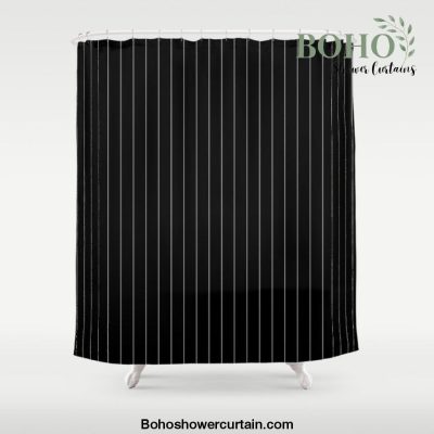 Black And White Pinstripes Lines Stripes Minimalist Stripe Line Shower Curtain Offical Boho Shower Curtain Merch