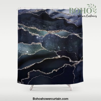 Black Night Galaxy Marble Shower Curtain Offical Boho Shower Curtain Merch