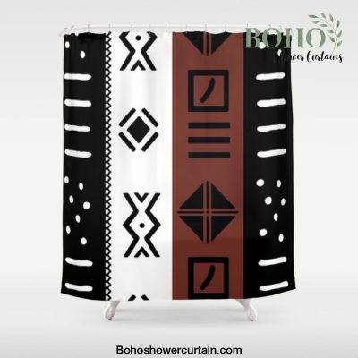 Black White Brown African Kente Pattern Shower Curtain Offical Boho Shower Curtain Merch