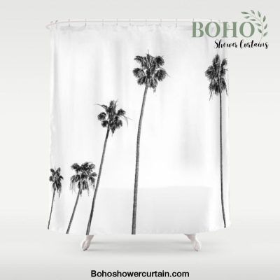 Black + White Palms Shower Curtain Offical Boho Shower Curtain Merch