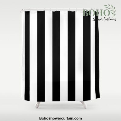 Black & White Vertical Stripes - Mix & Match with Simplicity of Life Shower Curtain Offical Boho Shower Curtain Merch