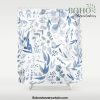 Blue Eucalyptus Pattern Shower Curtain Offical Boho Shower Curtain Merch