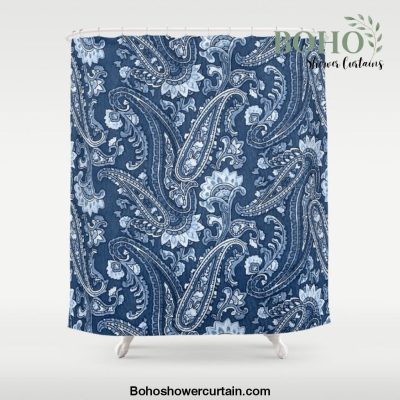 Blue indigo paisley Shower Curtain Offical Boho Shower Curtain Merch