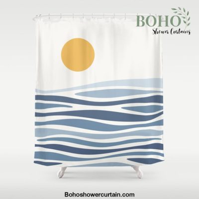 Blue Ocean Waves and the Sun Shower Curtain Offical Boho Shower Curtain Merch