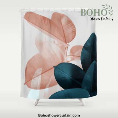Blush & Blue Leaves Shower Curtain Offical Boho Shower Curtain Merch