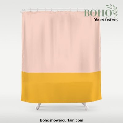 Blush Pink and Mustard Yellow Minimalist Color Block Shower Curtain Offical Boho Shower Curtain Merch