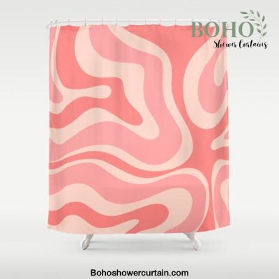 Blush Pink Modern Retro Liquid Swirl Abstract Pattern Square Shower Curtain Offical Boho Shower Curtain Merch