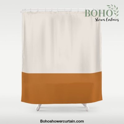 Boho Golden Orange & Neutral Color Block Shower Curtain Offical Boho Shower Curtain Merch