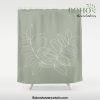 Boho Sage Green, Decor, Line Art, Botanical Leaves Shower Curtain Offical Boho Shower Curtain Merch