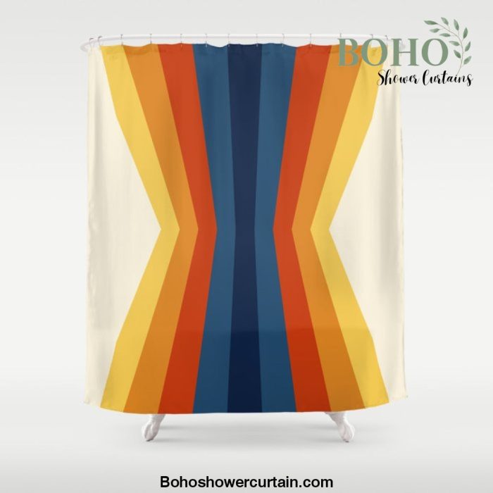 Bright 70's Retro Stripes Reflection Shower Curtain Offical Boho Shower Curtain Merch