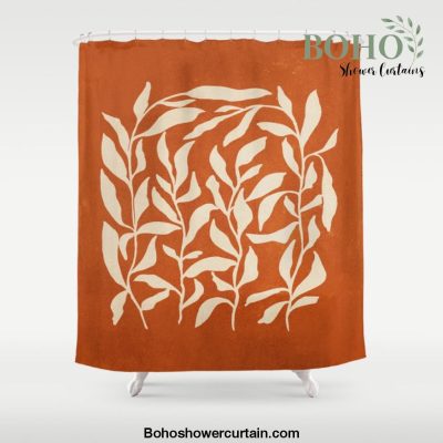 Cognac Leaves: Mid Century Terracotta Edition Shower Curtain Offical Boho Shower Curtain Merch