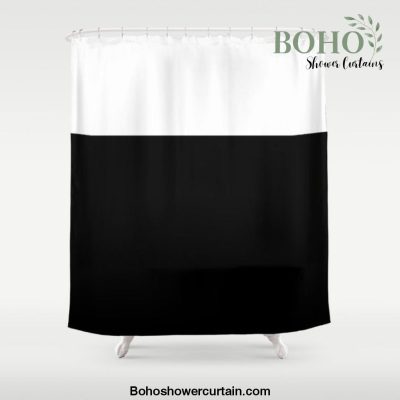 Color Block-Black and White Shower Curtain Offical Boho Shower Curtain Merch