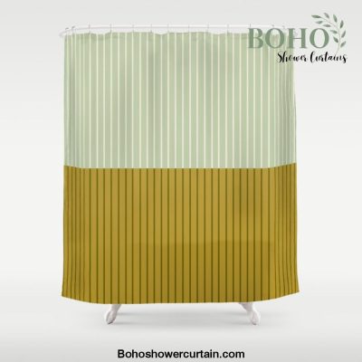 Color Block Lines XXI Moss Shower Curtain Offical Boho Shower Curtain Merch