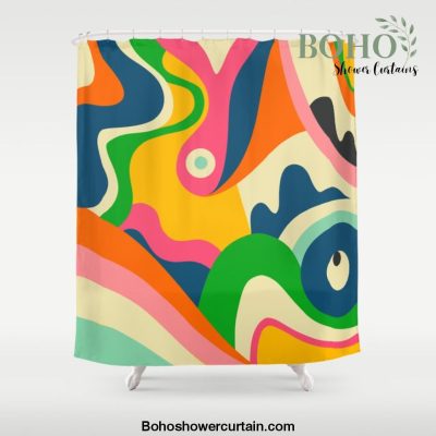 Colorful Mid Century Abstract Shower Curtain Offical Boho Shower Curtain Merch