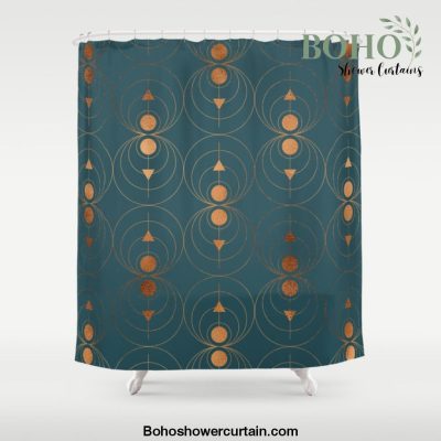 Copper Art Deco on Emerald Shower Curtain Offical Boho Shower Curtain Merch