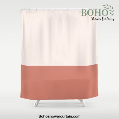 Cream & Red Color Block Shower Curtain Offical Boho Shower Curtain Merch