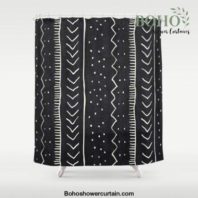 Cute Geometric Stripe in Black and White Shower Curtain Offical Boho Shower Curtain Merch