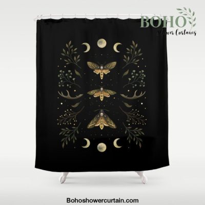 Death Head Moths Night Shower Curtain Offical Boho Shower Curtain Merch