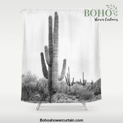 Desert Cactus BW Shower Curtain Offical Boho Shower Curtain Merch