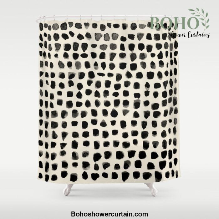 Dots (Beige) Shower Curtain Offical Boho Shower Curtain Merch