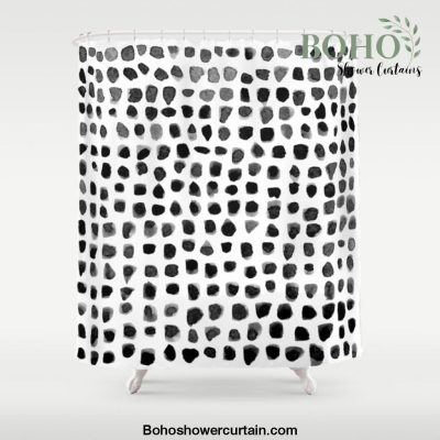 Dots (Black) Shower Curtain Offical Boho Shower Curtain Merch