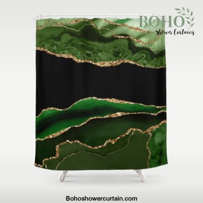 Emerald Marble Glamour Landscapes Shower Curtain Offical Boho Shower Curtain Merch