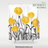 Fall Sunshine, Floral Watercolor Print, Yellow and Gray Shower Curtain Offical Boho Shower Curtain Merch