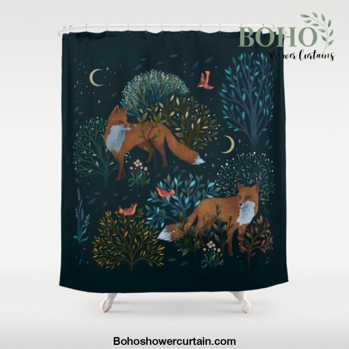 Forest Foxes Shower Curtain Offical Boho Shower Curtain Merch