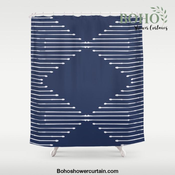 Geo (Navy) Shower Curtain Offical Boho Shower Curtain Merch