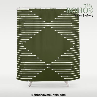 Geo (Olive Green) Shower Curtain Offical Boho Shower Curtain Merch