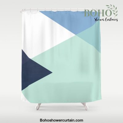 Geometrics - seafoam & blue concrete Shower Curtain Offical Boho Shower Curtain Merch
