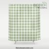 Gingham Pattern - Natural Green Shower Curtain Offical Boho Shower Curtain Merch