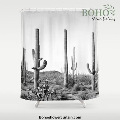 Grey Cactus Land Shower Curtain Offical Boho Shower Curtain Merch