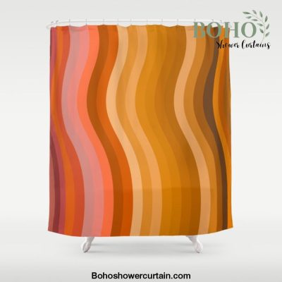 Groovy Wavy Lines in Retro 70s Colors Shower Curtain Offical Boho Shower Curtain Merch