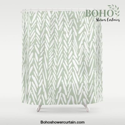 Herringbone mudcloth pattern - light green Shower Curtain Offical Boho Shower Curtain Merch