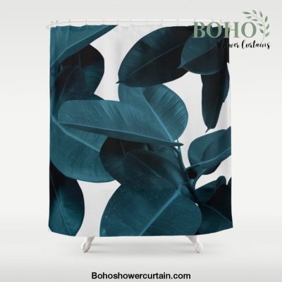 Indigo Blue Plant Leaves Shower Curtain Offical Boho Shower Curtain Merch
