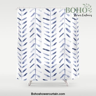 Indigo cuteness - watercolor abstract herringbone Shower Curtain Offical Boho Shower Curtain Merch
