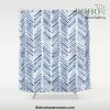 Indigo herringbone - watercolor blue chevron Shower Curtain Offical Boho Shower Curtain Merch