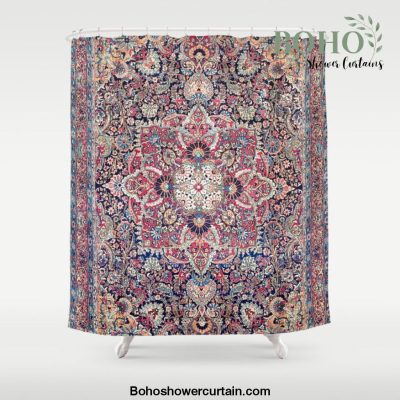 Kashan Central Persian Rug Print Shower Curtain Offical Boho Shower Curtain Merch